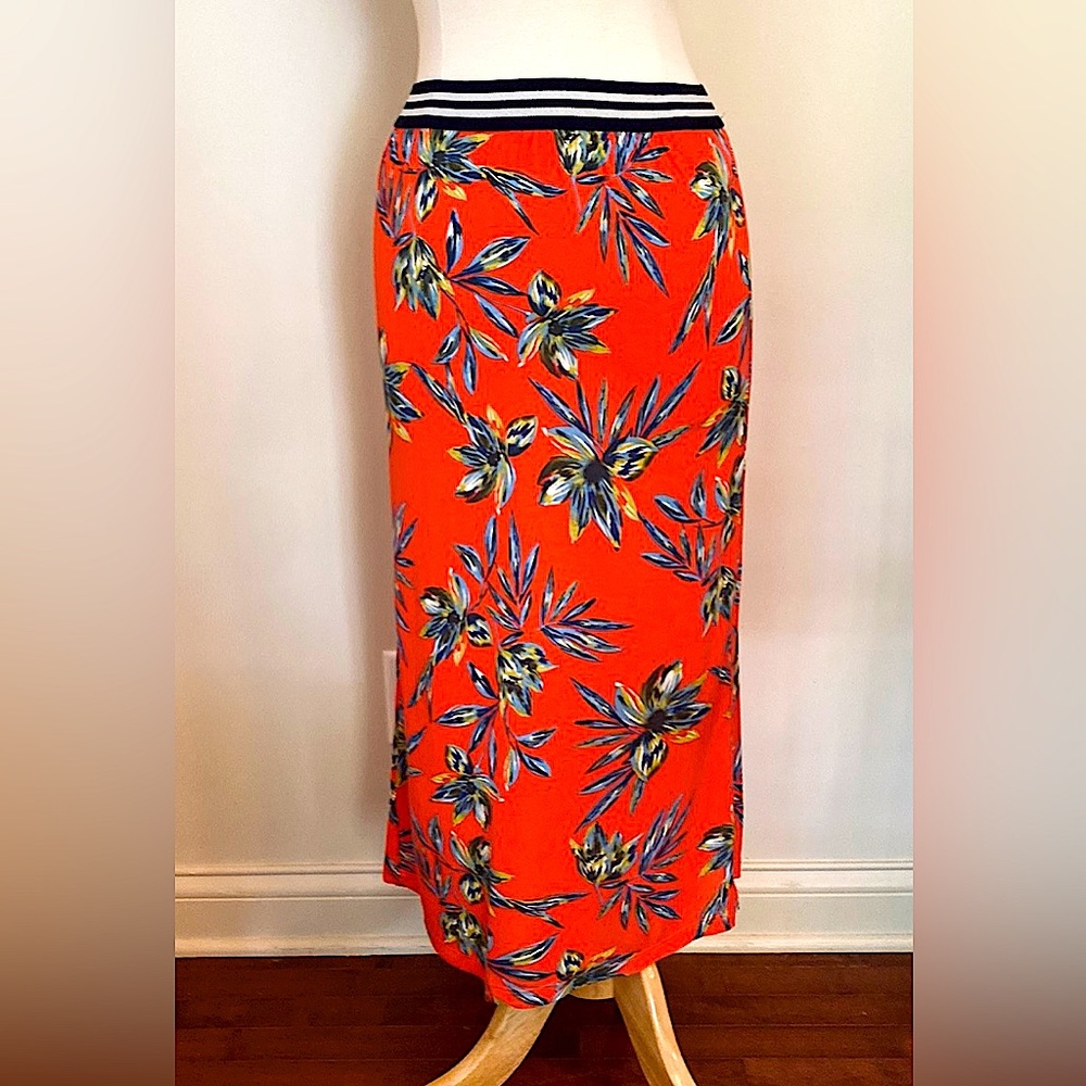Lascana Red Tropical Floral Print 6 Boho Chic Coastal Resort Wear Casual Skirt